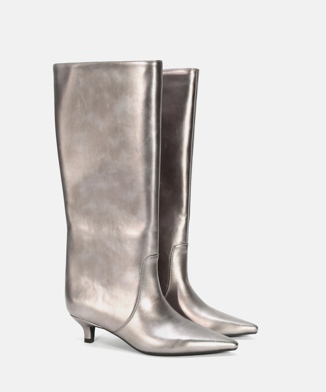 Botas altas metalizadas salto kitten image number null